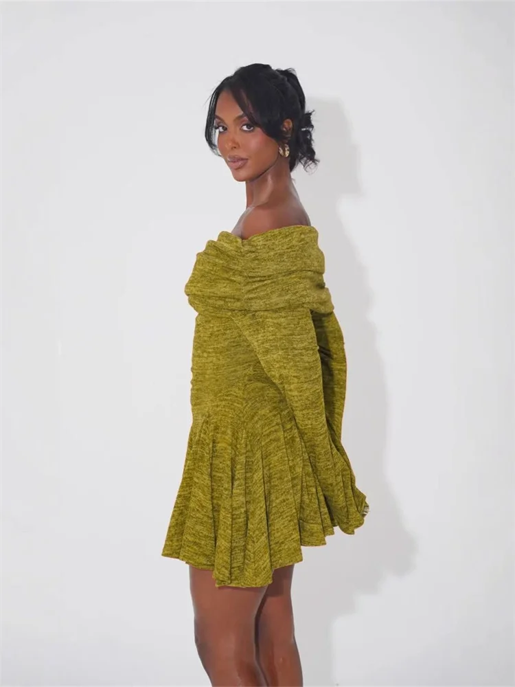 Wmstar Dresses for Women Off Shoulder Long Sleeve Bodycon Stretch Mini Dresses Sweet Spring Clothes Wholesale Dropshipping 2025