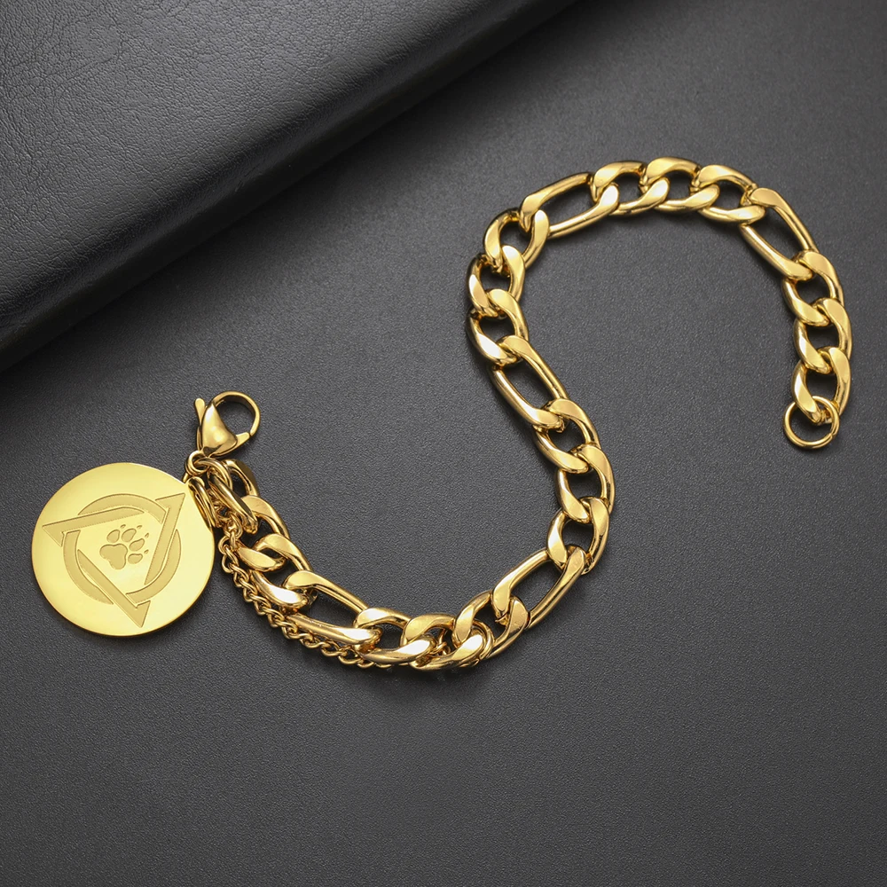 Dawapara Tier Wolf Klaue Therian Symbol Armband Figaro Kette 21 cm Männer Armband Schutz Amulett Edelstahl Schmuck – Detail 9