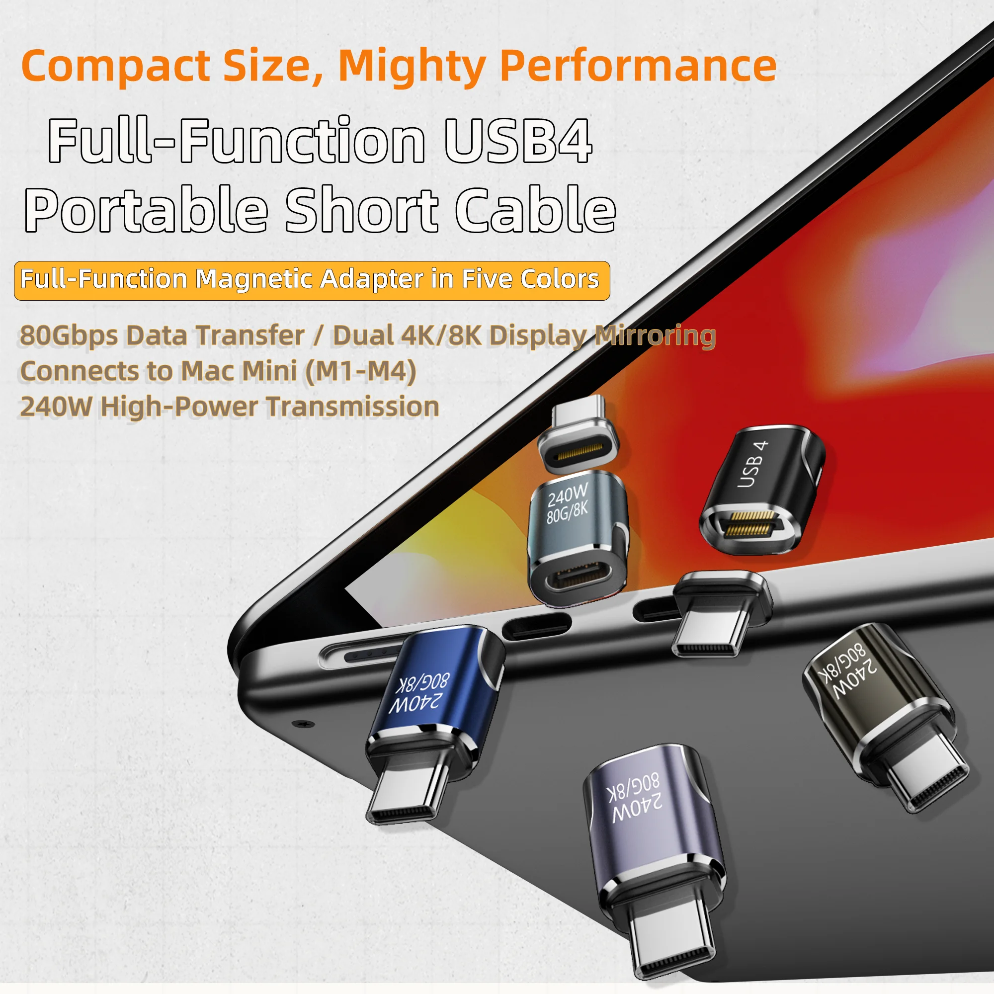 PD 240W C Magnetic Adapter USB 4 Full-featured 80GBPS Fast Charging Usb-c