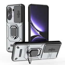Rugged Heavy Armor Slide Lens Window Case with Magnetic Bracket Cover - Redmi Turbo 5Max (Sliver Grey)