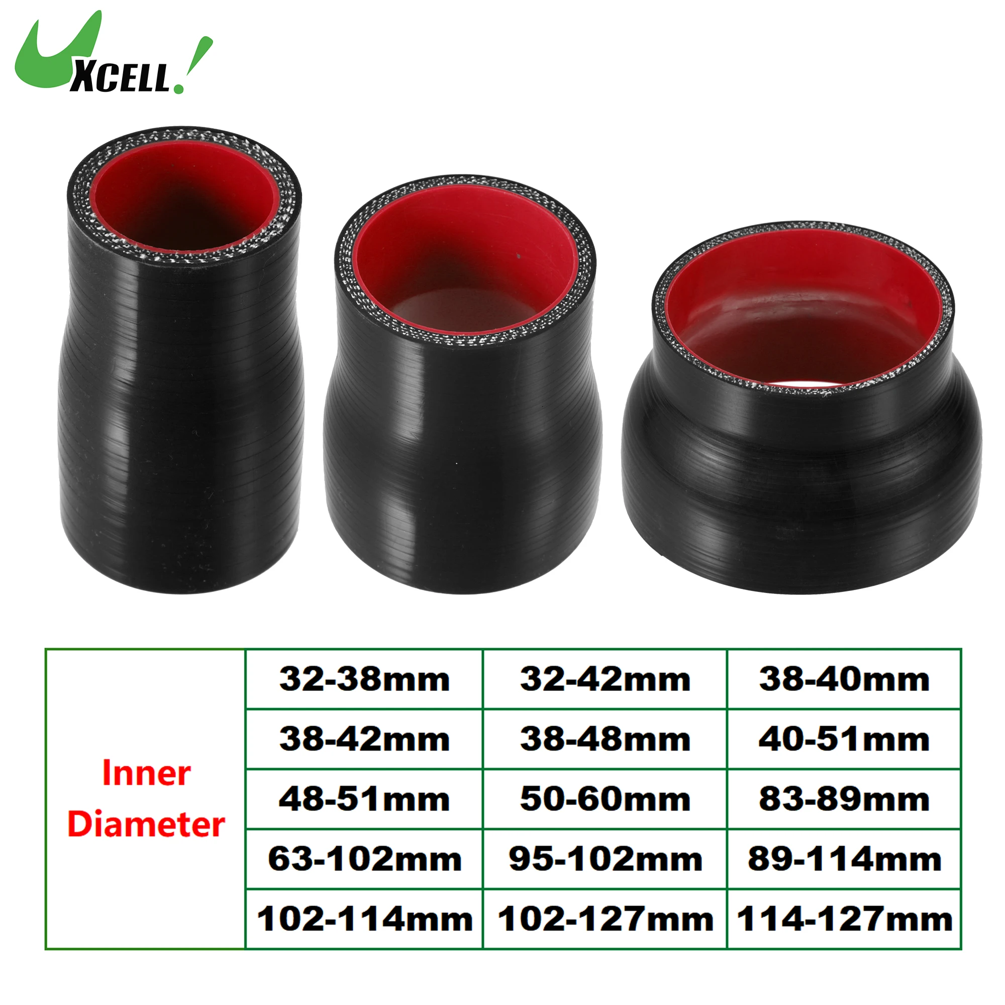 Tuyau Silicone Noir Universel 48mm ID X 127mm Long - 0 Degré, Uxcell, Neuf, Compatible Général