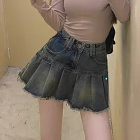 Summer Women Y2k High Waist Mini Skirts Girls Korean A Line Denim Pleated Dress Female Fashion Punk Blue Harajuku Jeans Skirts - Image 4