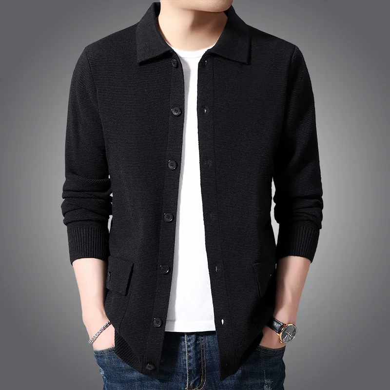 thumbnail image 1 of Nuevo abrigo tipo cárdigan con botones de moda para otoño e invierno, abrigo tipo suéter de punto a la moda para hombre, 1 of 5