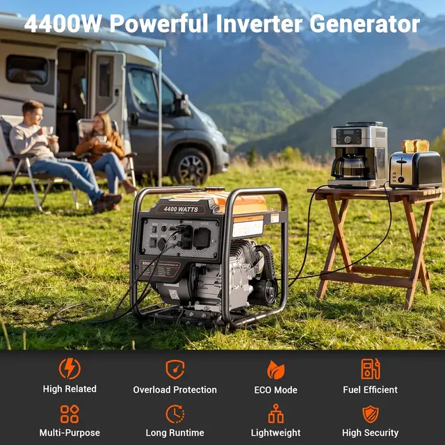 4400 Watt Open Frame Inverter Generator Gas Powered RV Ready ECO Mode 2