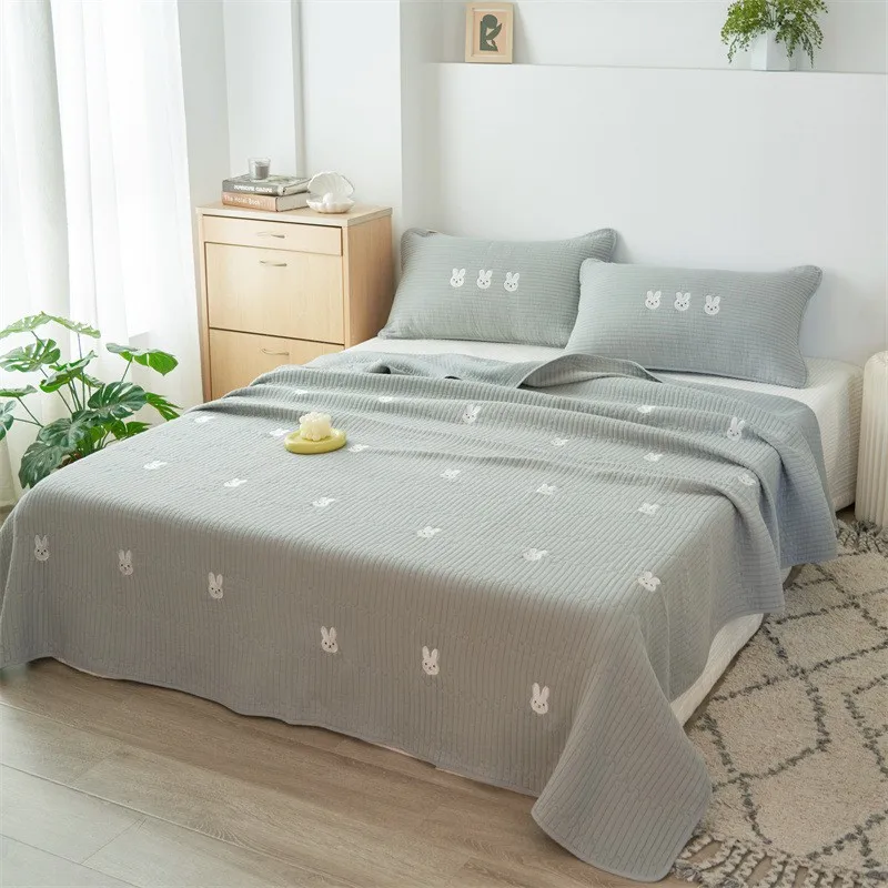 Embroidered Cotton Bedspread on The Bed Home Quilt Cover Breathable