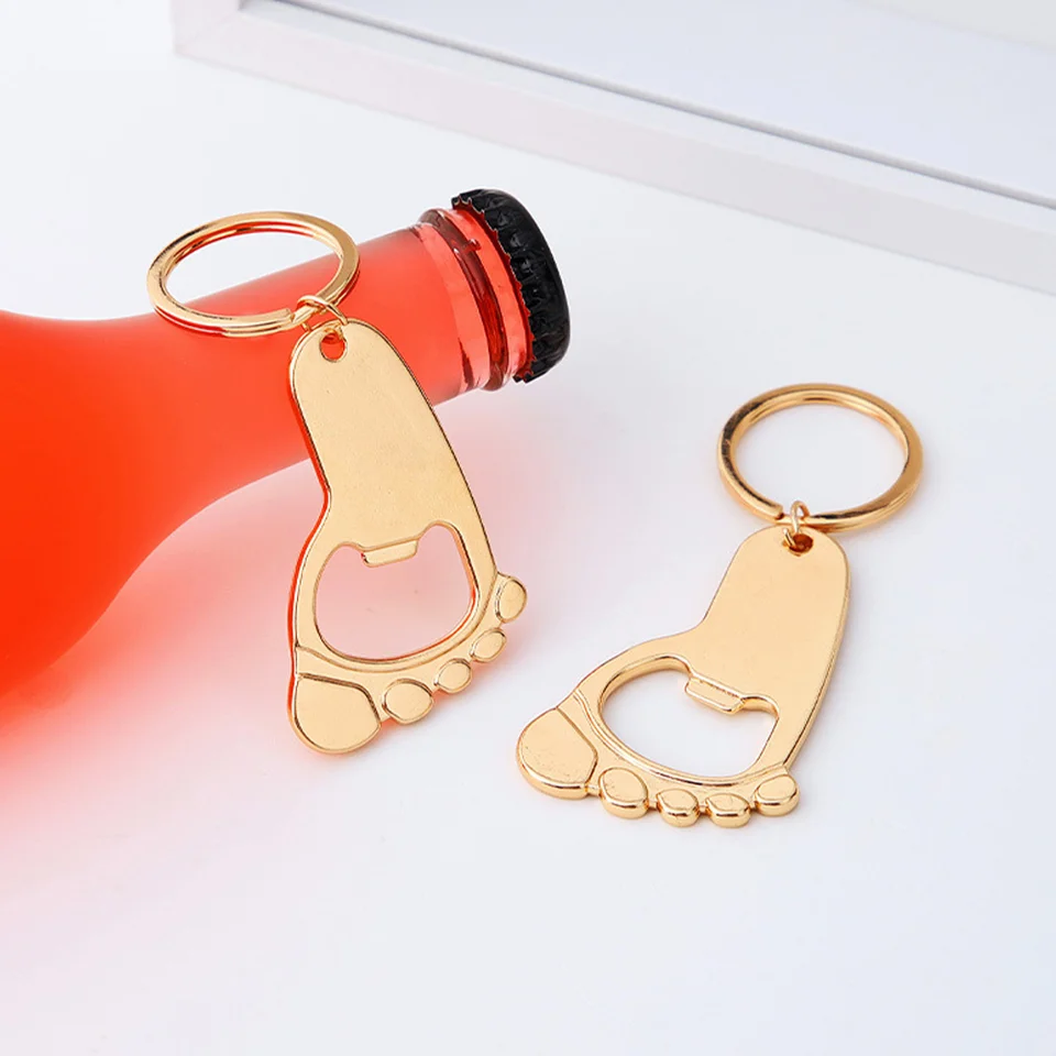 Favors Per Ospiti Baby Shower Amajoy - Set Di 30 Portachiavi Apribottiglie A Forma Di Impronta Per Baby Shower, Argento, Con Sacchetti E Etichette Bomboniere Matrimonio Utili