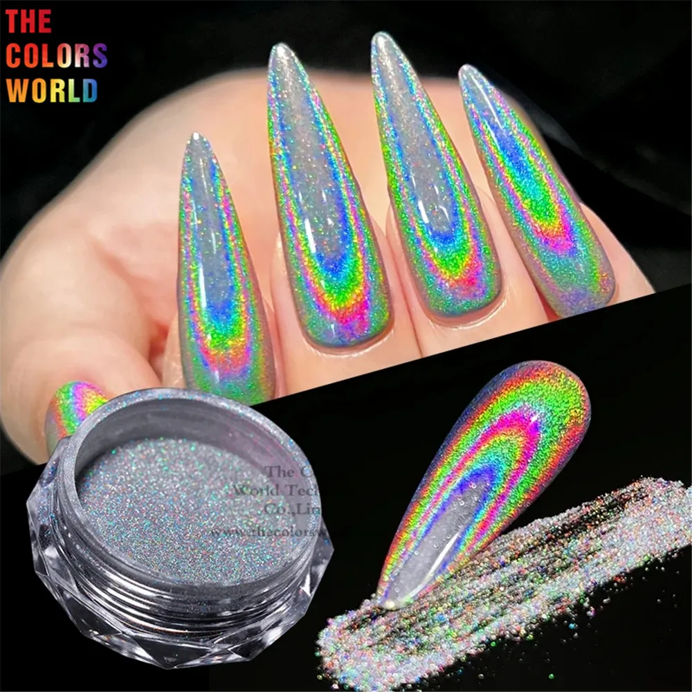 

TCWB182 35um Unicorn Holographic Silver Color Magic Mirror Chrome Effect Pigment Powder or nail Art or other deco