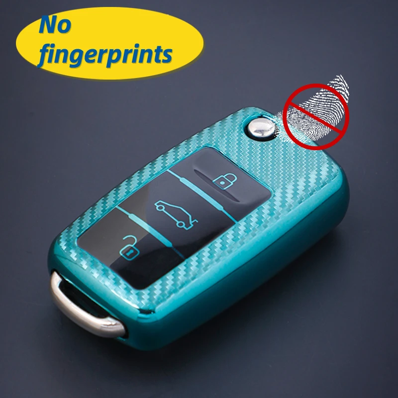 Sleek Carbon Fiber Car Key Cover with Keychain
