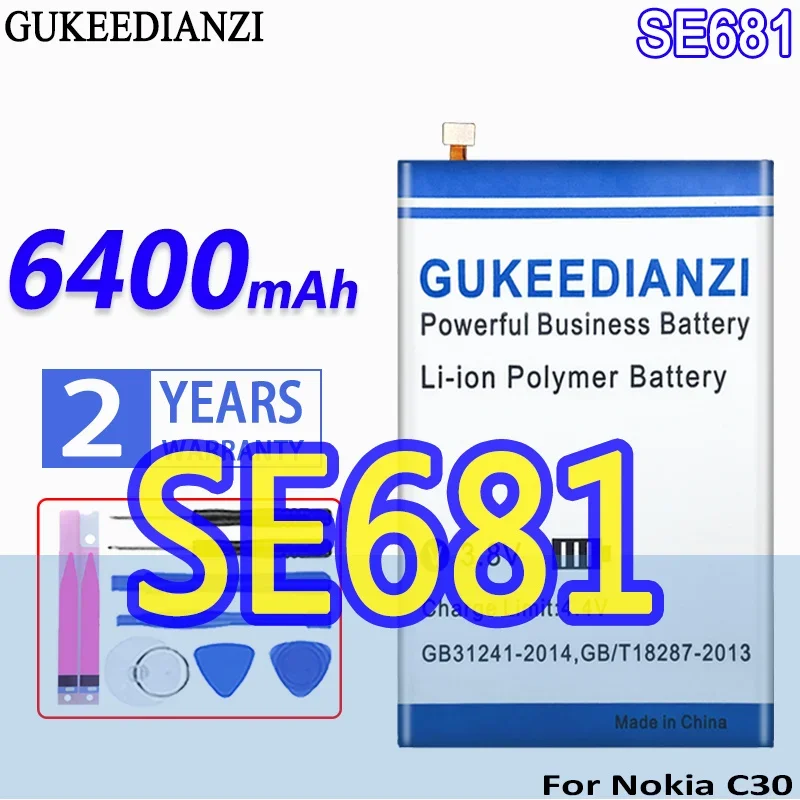 

High Capacity GUKEEDIANZI Battery SE681 6400mAh For Nokia C30