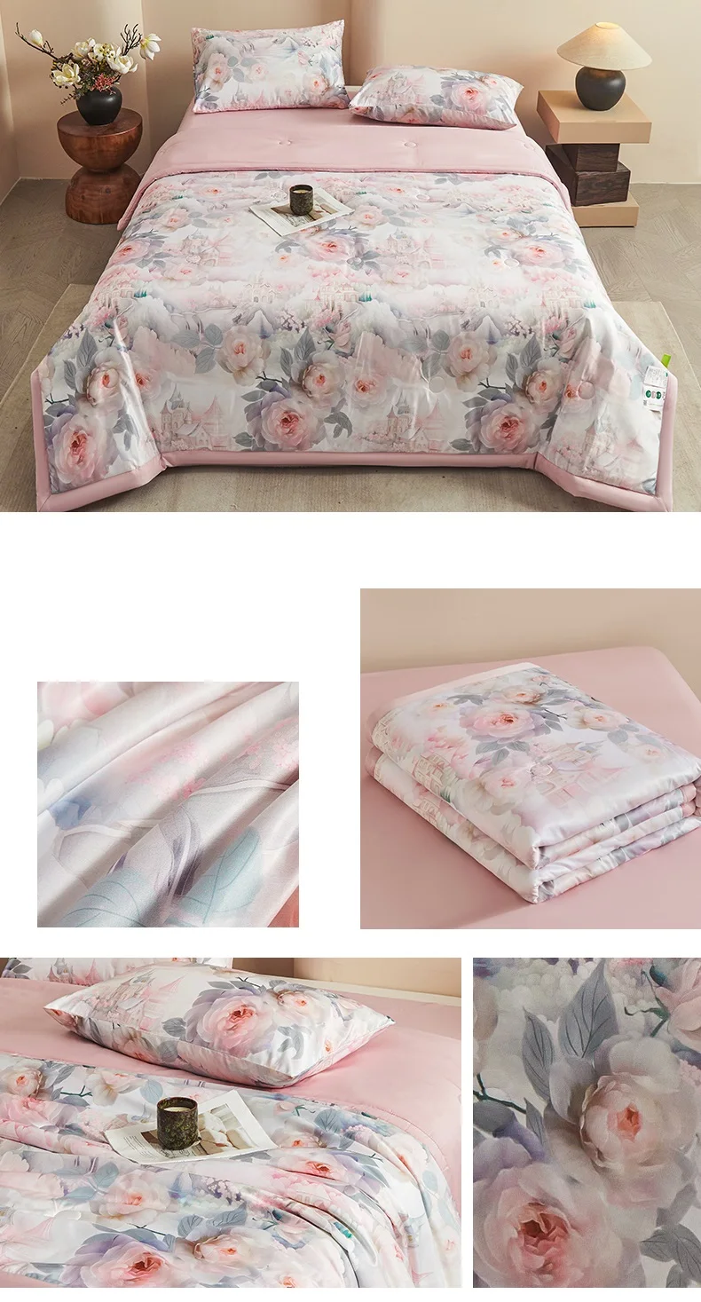 1pc Skin-friendly Quilts Soft Duvet Single/Double/Queen Size Comforter Quilted Blanket Home Bedspread 여름이불 (No Pillowcase)
