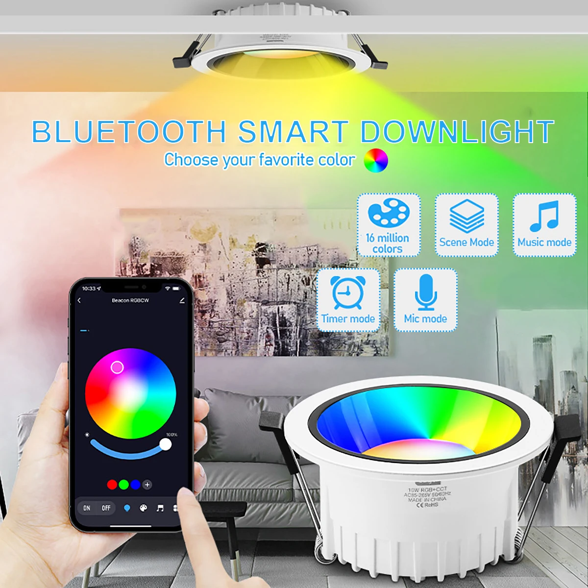 

Smart RGB LED Spot Light Smartphone Control 10W 15W Connected to The Gateway for Google Home Alexa Voice Control