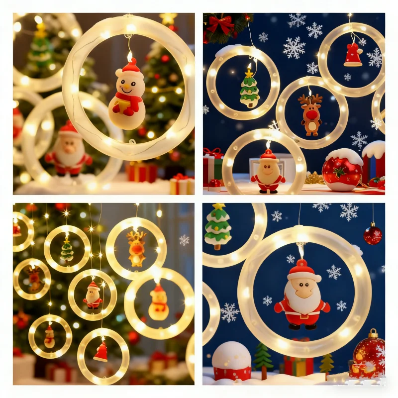 Guirlande lumineuse LED Père Noël, décoration de Noël, guirlande lumineuse d'intérieur, veilleuse, cadeau de Noël et de Nouvel An_voghion.com