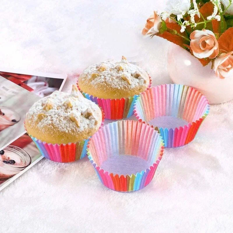 Moldes de papel desechables para magdalenas, forros para magdalenas,  soporte para magdalenas, a prueba de grasa, para hornear, postres y  pasteles, 100 unidades - AliExpress