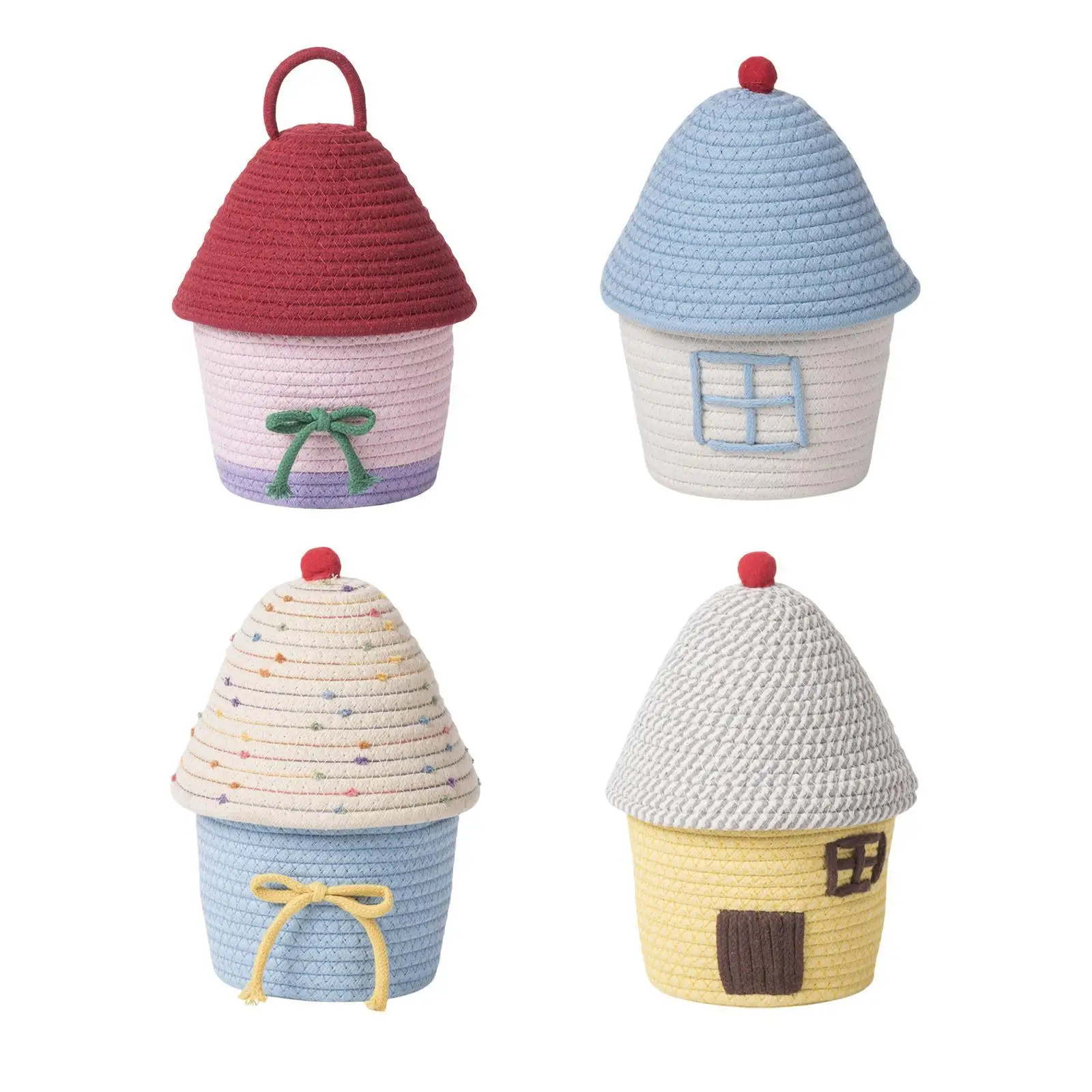 House Shape Woven Storage Basket Large Capacity Multifunction Creative Toy Basket for Cosmetics Snacks Bedroom Home Use Cabinet