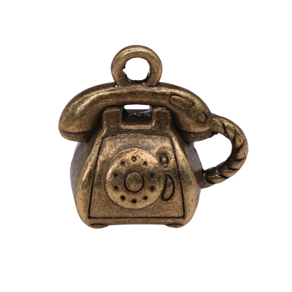 Vintage 3D Retro Telephone Charms - Set of 4
