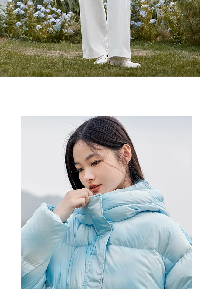 Down Jacket Women Halo-Dyed All-Over Hooded Bread Coat Trendy Winter Sweet Cool Oversize Jacket