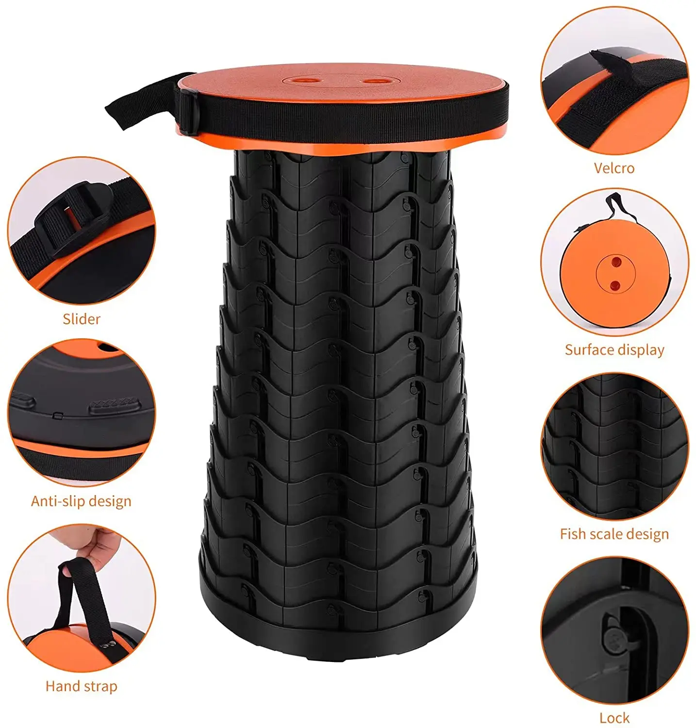 Description Picture 3 of itemOutdoor Furniture Retractable Folding Stool,Portable Stool Lounge Folding Chair Camping Stool Foldable Convenient Fishing Chair
