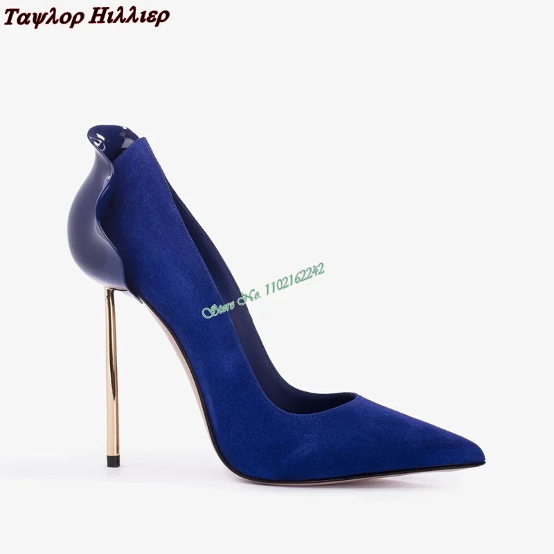 

Spring New Brick Red Bud Heel Pumps Pointed Metal Heel Solid Color High Heels Casual All-Match Fashion Sexy Runway Shoes 43