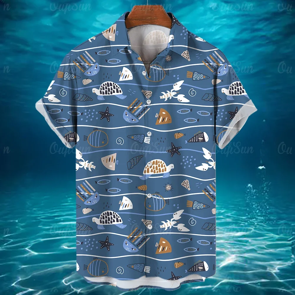 Men's Shirts 2024 Men's Shirts Animal Short Sleeve Casual Fashion Ocean 3D Printed Hawaiian Shirts Plus Size Men's Tops 3