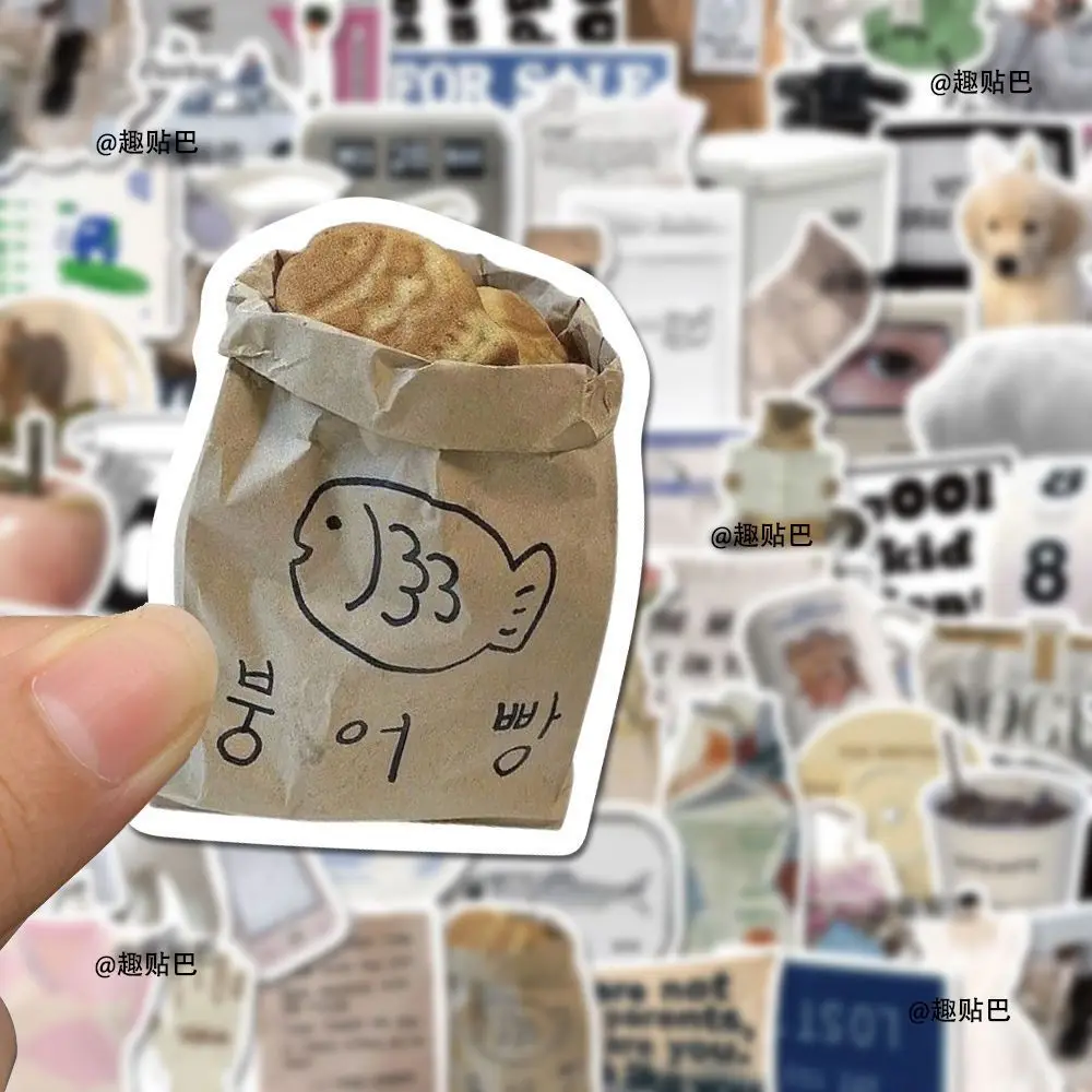

50 Pieces of Japanese and Korean Ins Wind Decoration Diy Waterproof Stickers Do Not Repeat Niche Senior Sense High Appearance Le