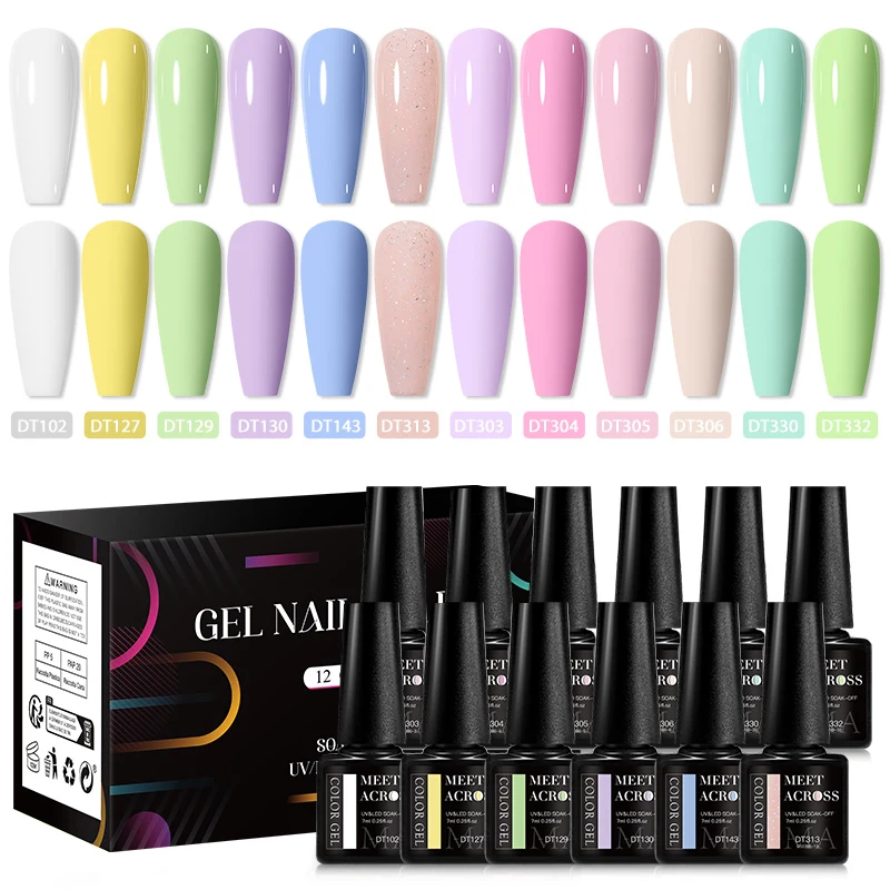MEET ACROSS 12Pcs/Set 7ml Brown Series Gel Nail Polish With Box Autumn Semi Permanent UV Gel Soak Off Nail Art Kit Varnish 5