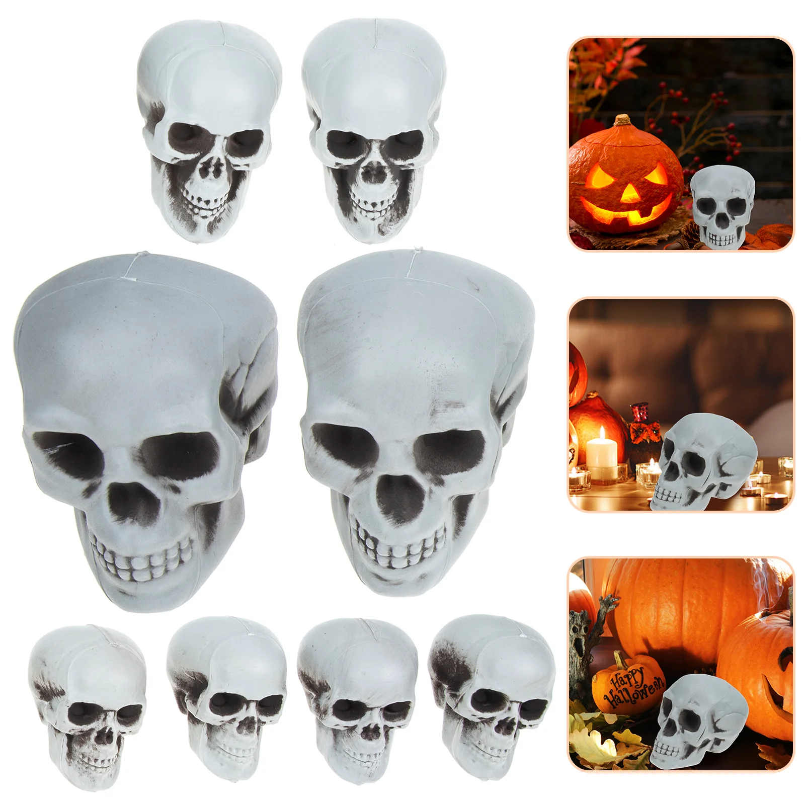 

8Pcs Halloween Skull Model Realistic Fake Skull Adornment Scared Props