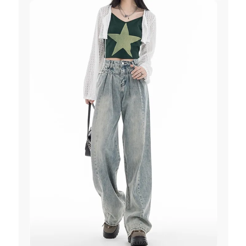 

Women's Jeans Woman High Waist Korean Fashion Vintage Clothes Newjeans Straight Leg Jeans Streetwear Female Clothing Denim Y2k