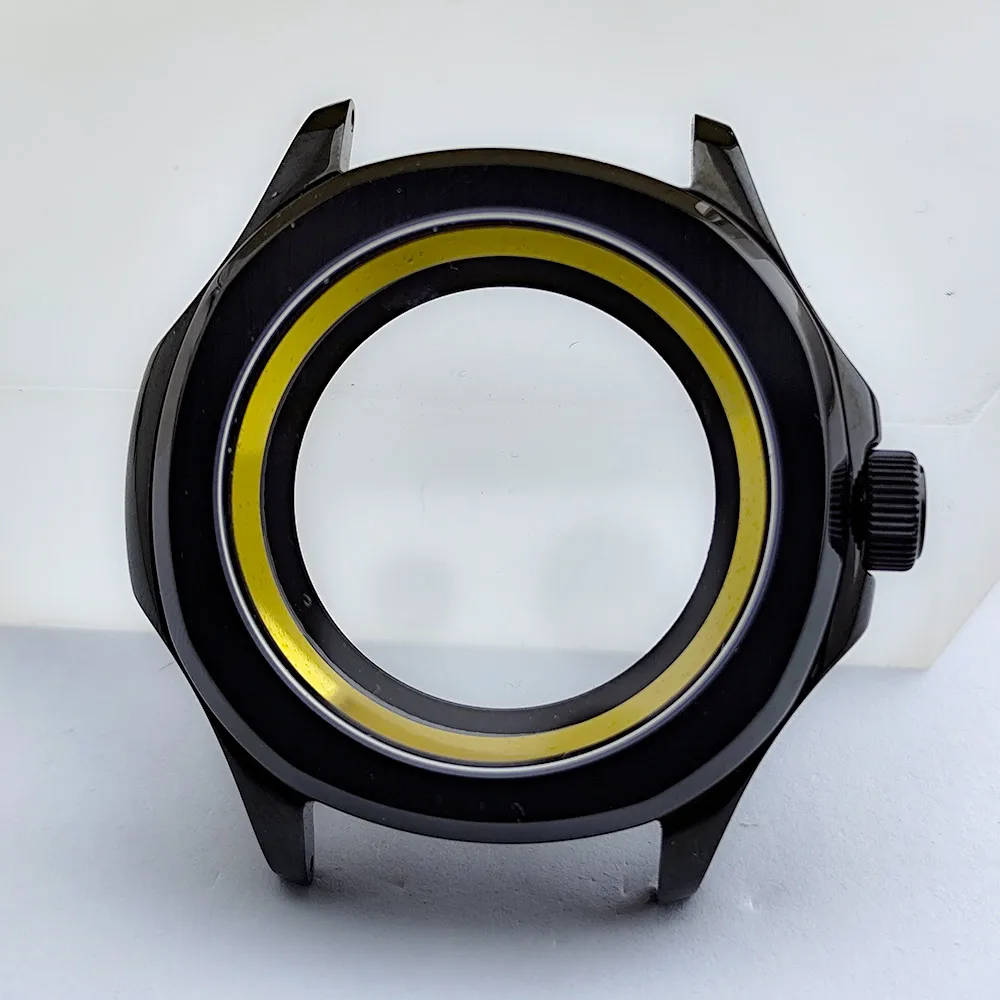 Black Steel Watch Case with Sapphire Glass and Chapter Ring, 39.5mm