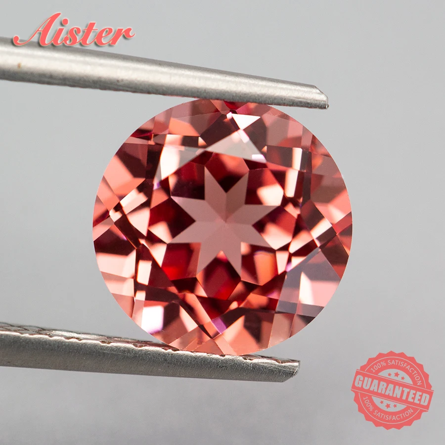New Round Cut Lab Grown Padparadscha Color Zaffiro Pietra Preziosa Sciolta Con Certificato Agl Per La Creazione Di Gioielli
