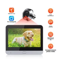 Sonnette de porte avec caméra judas WiFi Smart Life Tuya 140 °   Détecteur de mouvement PIR à batterie 1080P 5000mAh, visionneuse numérique IR, conversation bidirectionnelle 6