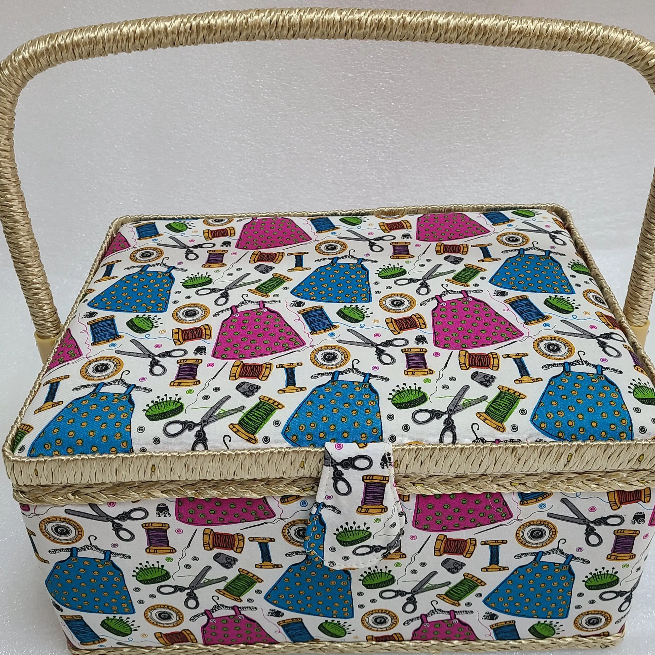 Print Design Sewing Basket, Sewing Kit Storage Box with Removable