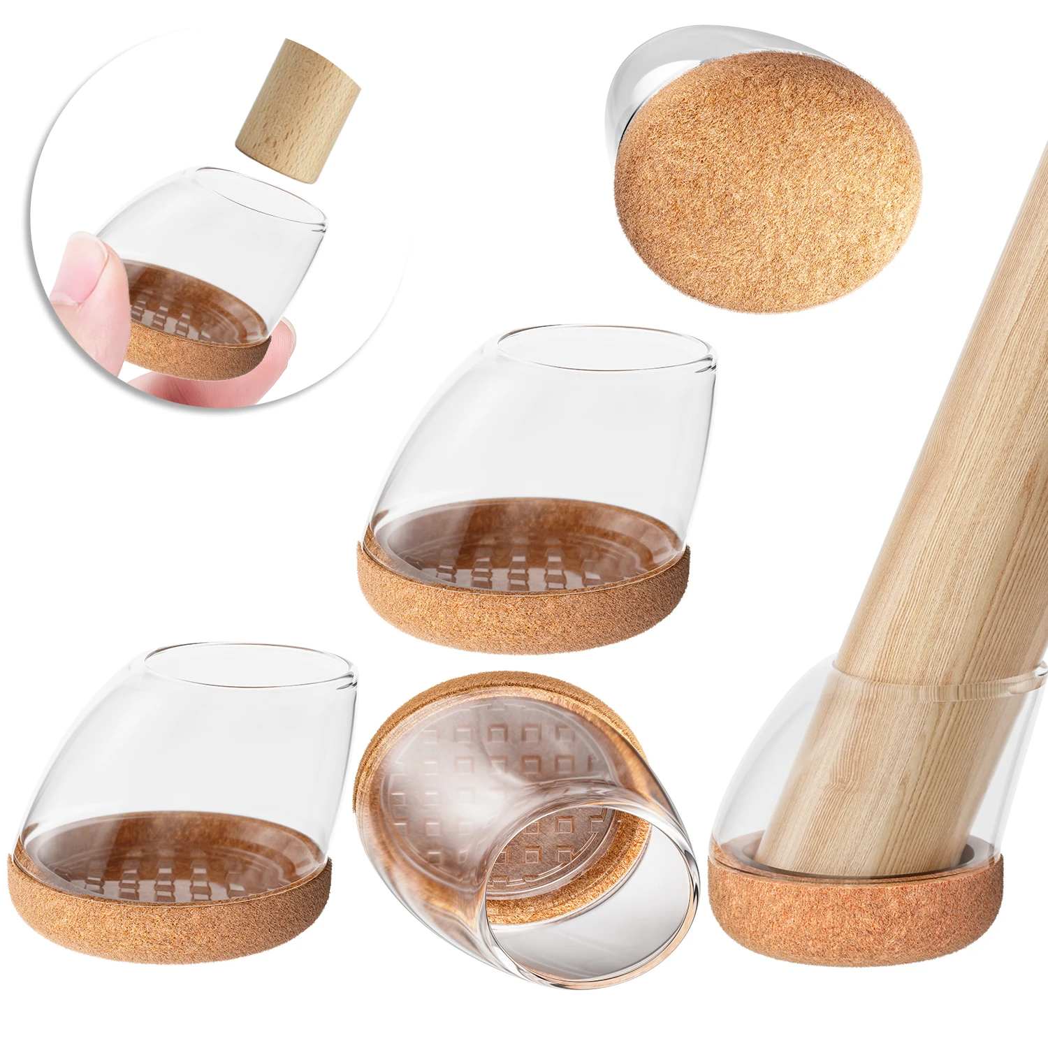 Silicone Chair Leg Caps with Felt Pads - Anti-Slip and Floor Protection Set