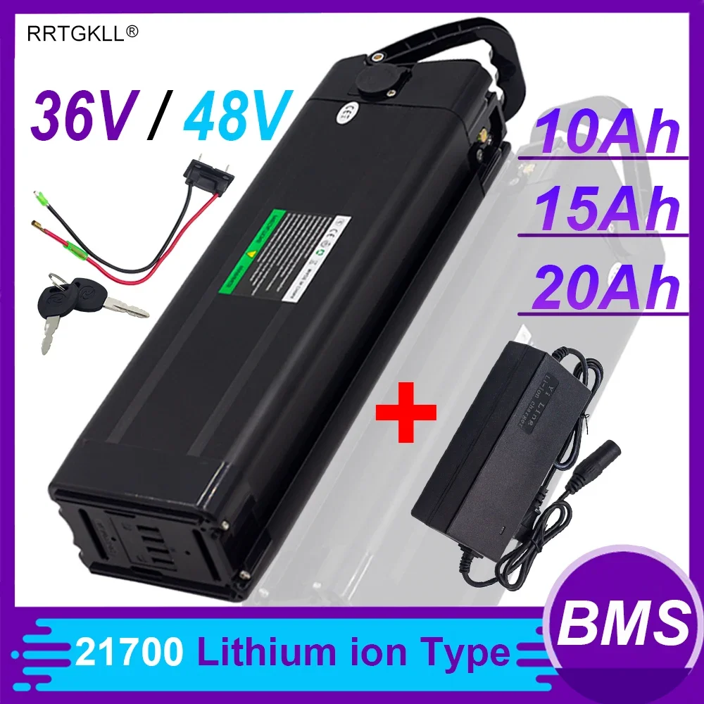 VBVAIQAD Batteries Pour Vélo 36V/48V 15.6AH 18AH 21AH Batterie Velo Électrique Au Lithium-ION Batterie Avec Chargeur BMS, Pour MiFa Rex Prophete Aldi E-Bike 250W~1000W Moteur (36V15.6AH