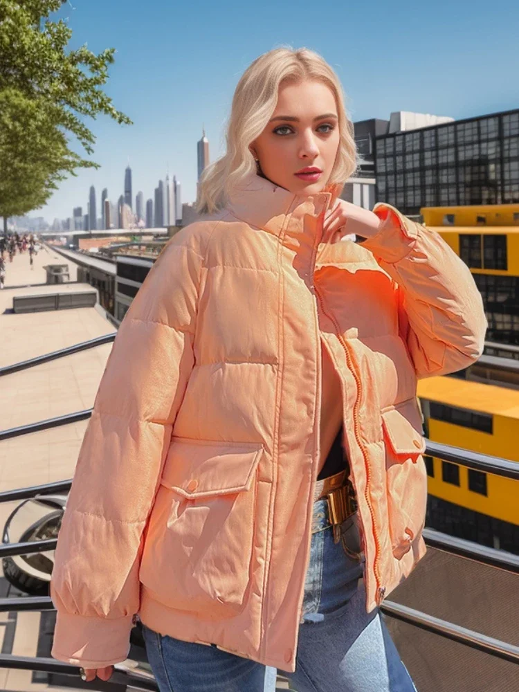 

Зимнее женское пальто, Корейская повседневная короткая парка, свободные утепленные куртки для офиса, женская модная Легкая Одежда для студентов