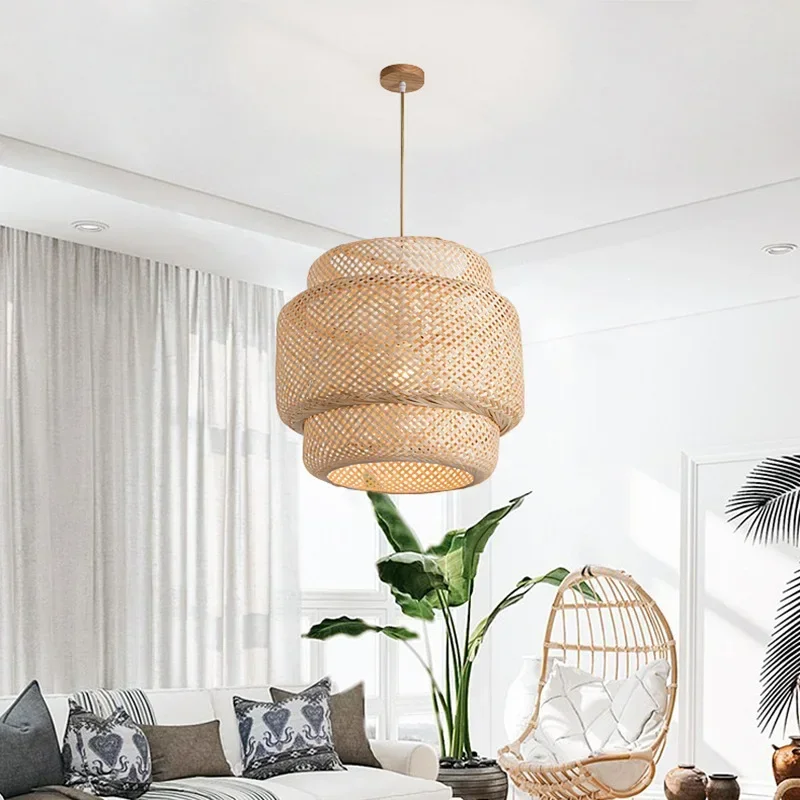 Popular Modern Style Pendant Light Handmake Bamboo Hanging Lamps for Dining Room Living Room Decor Loft Luminaire Hanglamp
