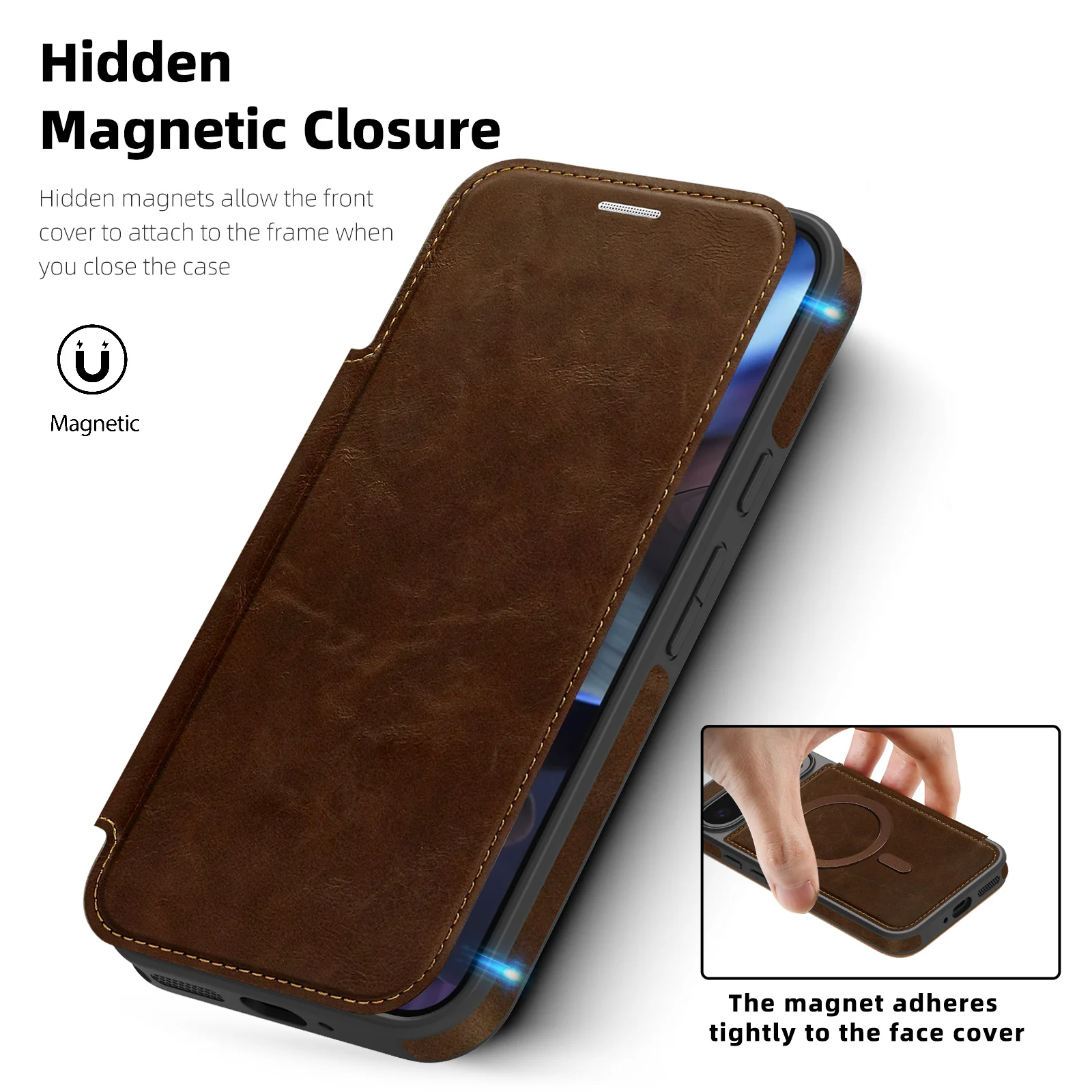 Luxury Magnetic Flip Leather Wallet Phone Case with Card Slot Holder