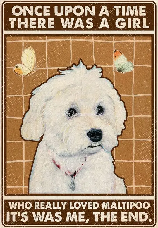 

Metal Sign Decor Who Really Loved Maltipoo Funny Metal Retro Tin Sign for Home Kitchen Farm Garden Wall Decor 8x12