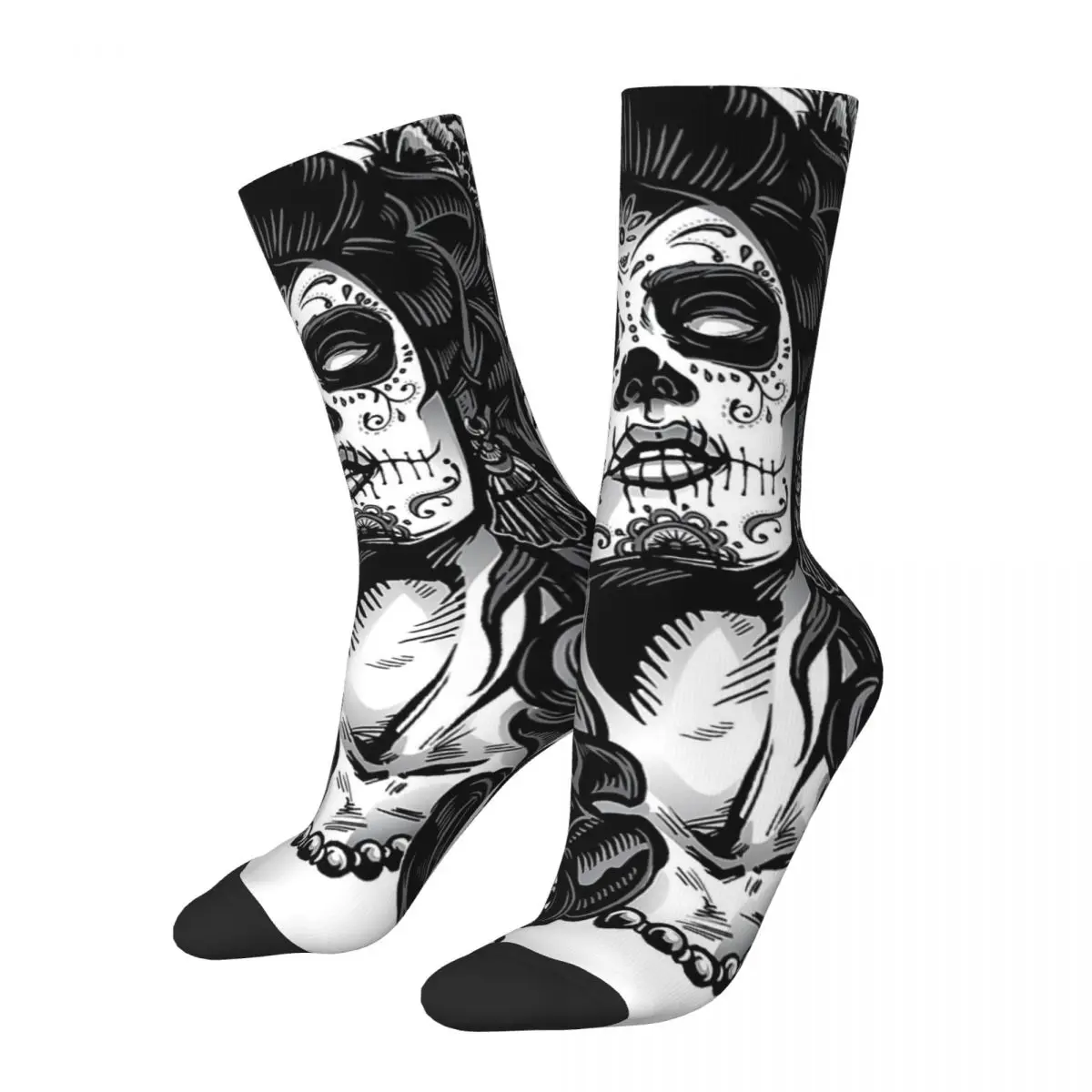 

All Seasons Sugar Skull Cartoon Beautiful Girl Socks Harajuku Super Soft Crew Socks Casual Stockings for Men Women Gifts