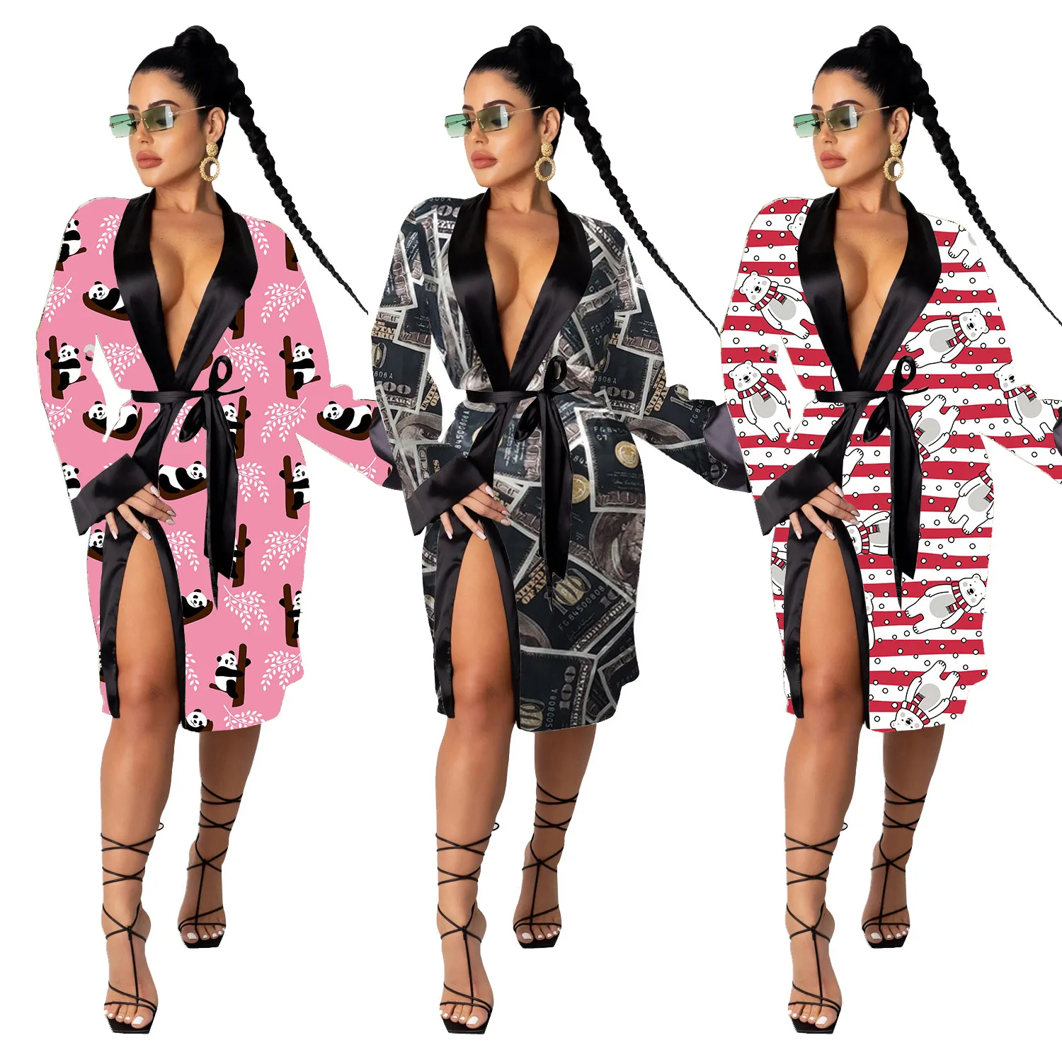 CartoonKimonoRobeDesignerBrandBathrobeWomenLuxuryClothesSexy