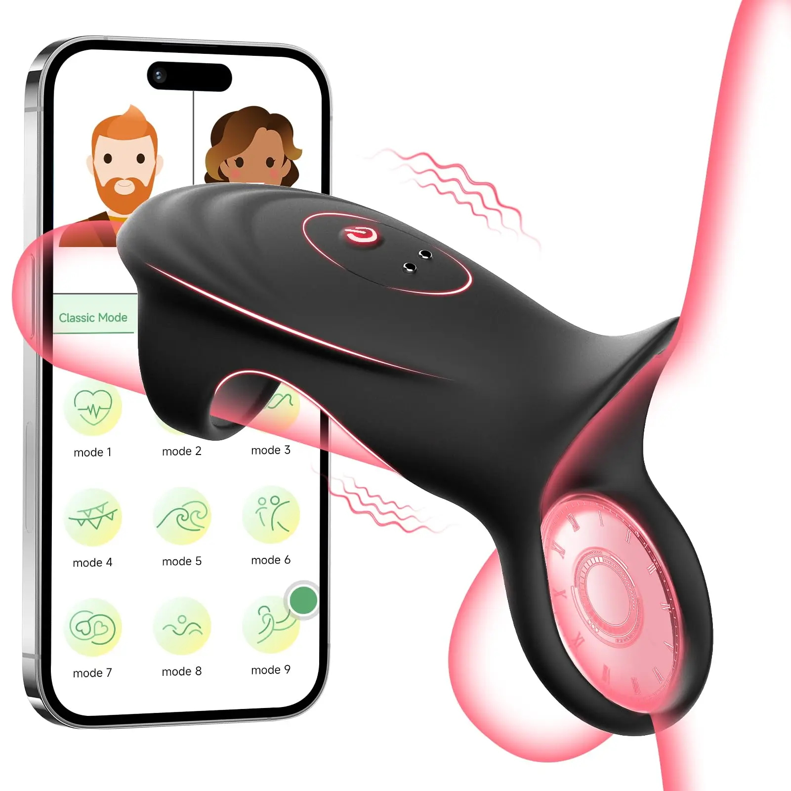 App-gesteuerter Penisring-Vibrator, männlicher Erektionsverstärker, Hülse 10, Vibration, Anal-G-Punkt-Stimulation, Paare, Sexspielzeug für Männer