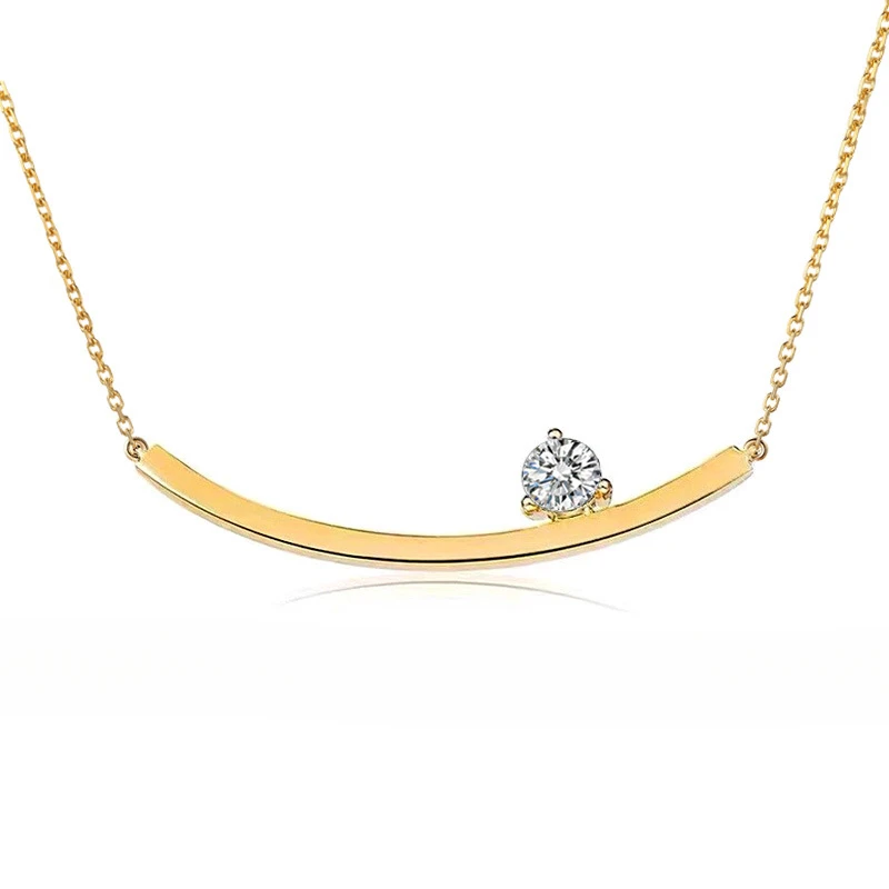 

100% 925 Sterling Silver Real 0.5 Carat 5mm Moissanite Pendant Necklace For Women Sparkling Party Fine Jewelry Gifts