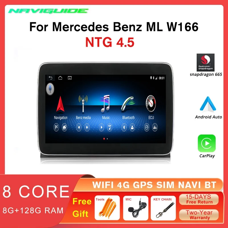 

NAVIGUIDE 9.0inch Android 12 Car Radio For Mercedes ML Class W166 LHD 2013-2016 4.5NTG Carplay GPS Multimedia Player 4G Wifi BT