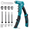 LIBRATON One-Handed Rivet Nut Gun, Rivet Nut Tool Kit with 40PCS Threaded Rivet Nuts, Metric Interchangeable Mandrels 4PCS 1