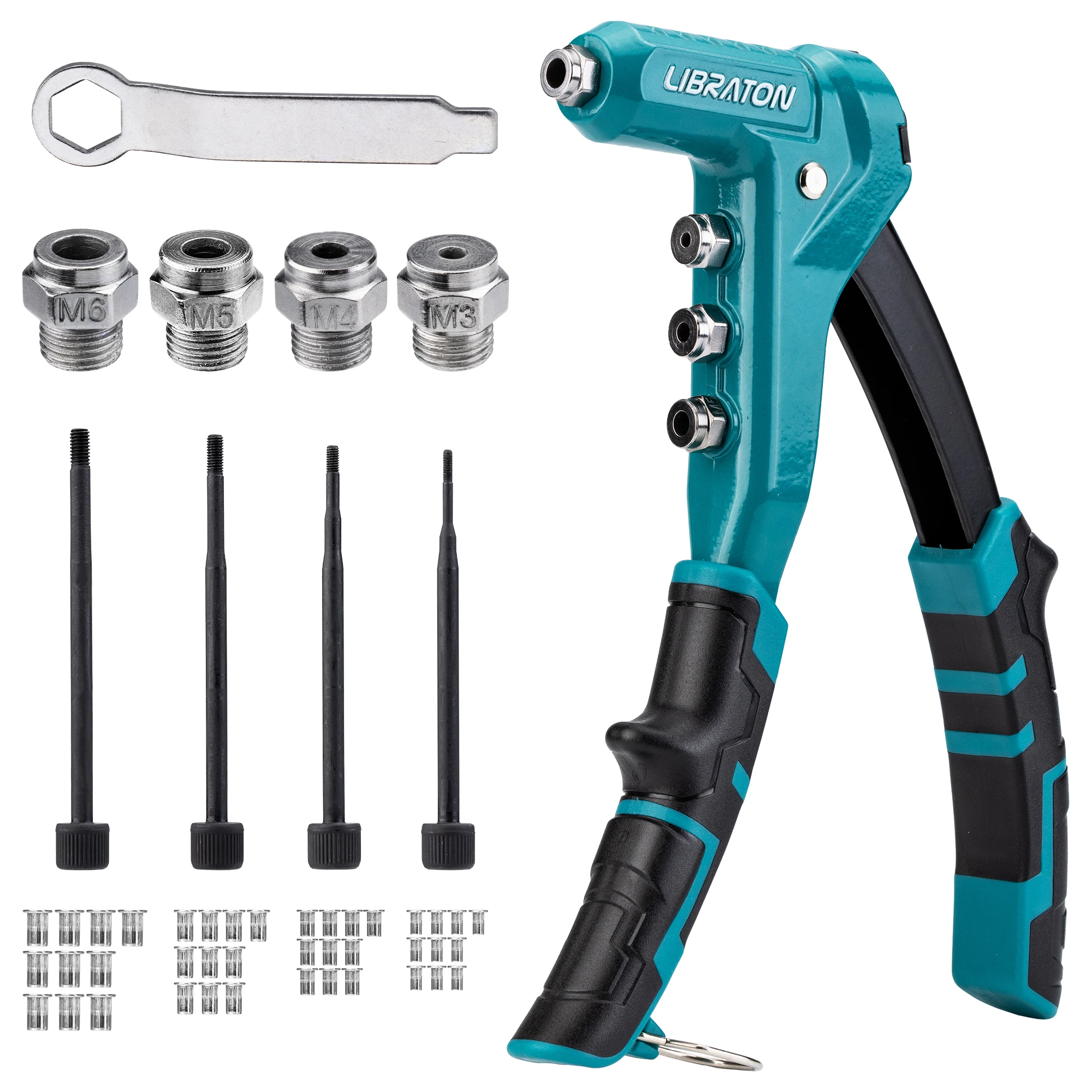 Pistola Rivettatrice Plastica LIBRATON - Kit 42 Pezzi Con Rivetti Nylon 4 Misure
