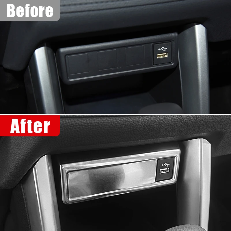 Stainless Steel Car Center Console USB Charging Port Cover