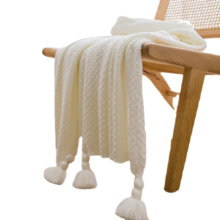 Handmade Blanket Casual Lunch Break Office Fringe Sofa Blanket Simple Bed Flag Bed Tail Blanket