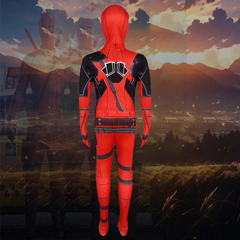 Superhero Deadpool Costume Men Women Cosplay Jumpsuit Suit Backpack Knif Accessories Boys Fantasy Movie Character Holiday Set