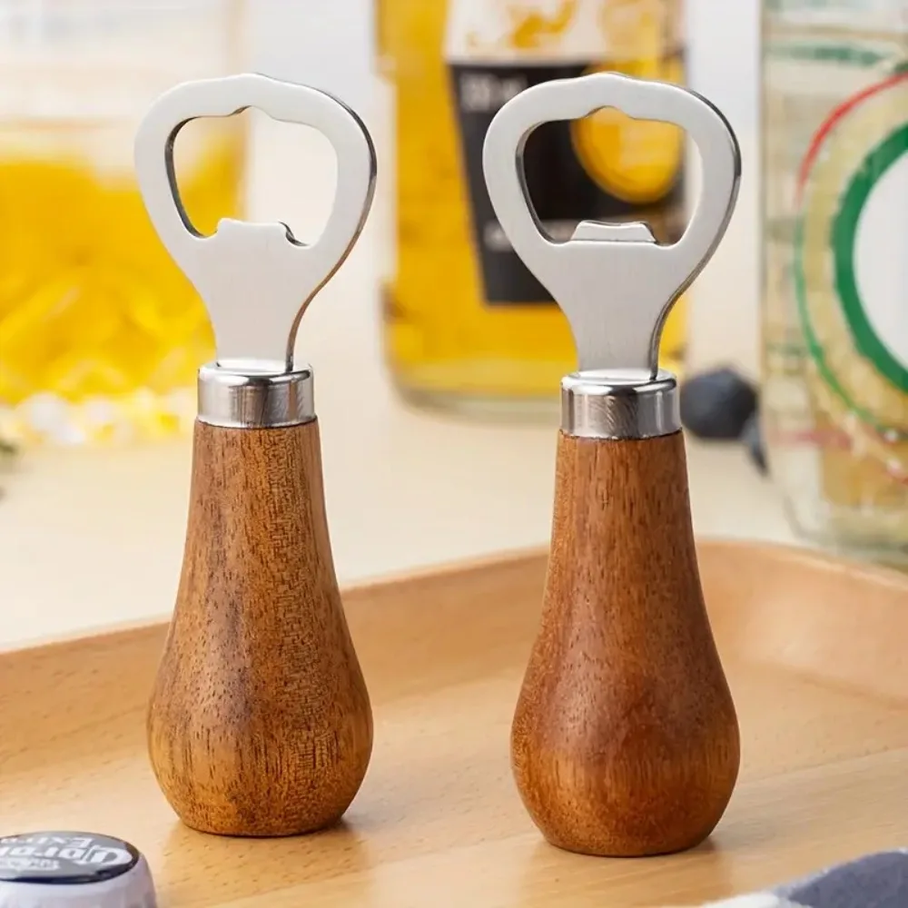 

Stainless Steel Vertical Bottle Opener Bar Tools Wood Handle Labor-saving Corkscrew Portable Beer Opener Drinkware