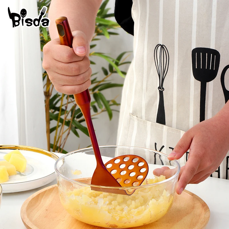 Potato Masher Stainless Steel Mashed Pusher Kitchen Utensils Fruit Vegetable Crusher two styles Presser Cooking Gadget