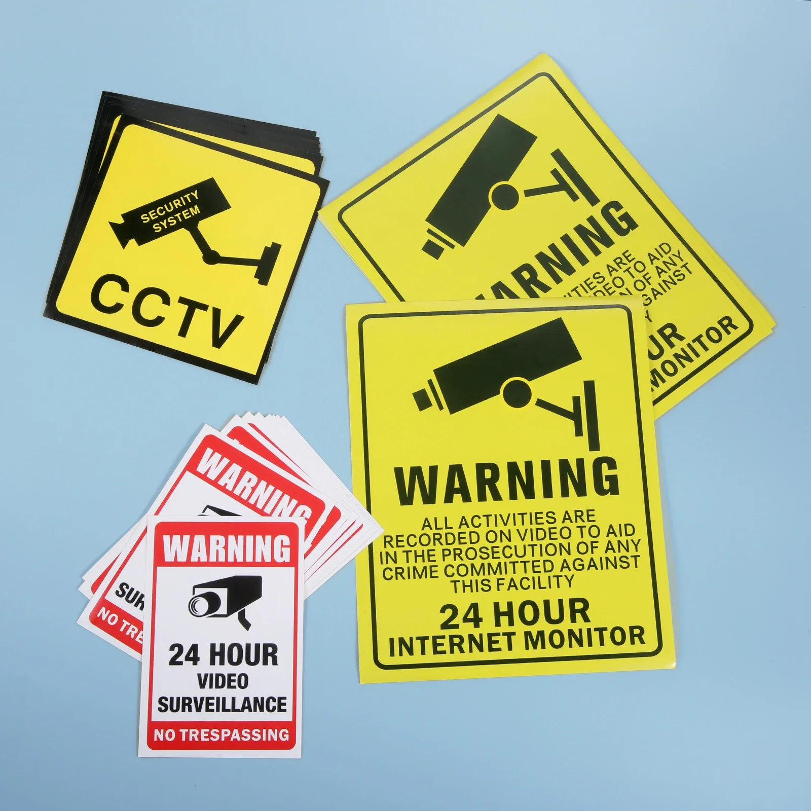 10pcs/set Stickers 24 Hour Video Surveillance Security Warning Recorder Monitor Self-adhesive Safe Sign Home Office Public Area